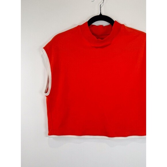 Anthropologie Maeve Womens Top Orange Cropped Mock Neck Sleeveless Blouse Medium - Picture 5 of 9